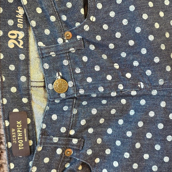 J Crew Toothpick polka dot indigo denim ankle jeans size 29 - Picture 2 of 13